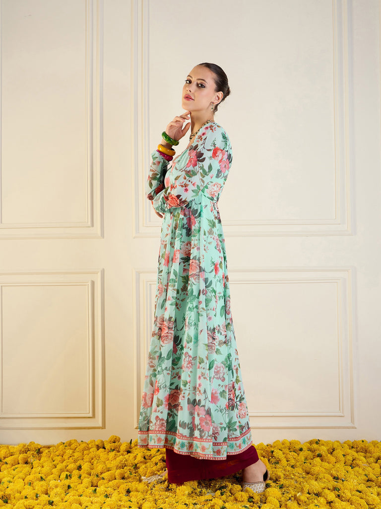 Women's Blue Floral Kurta