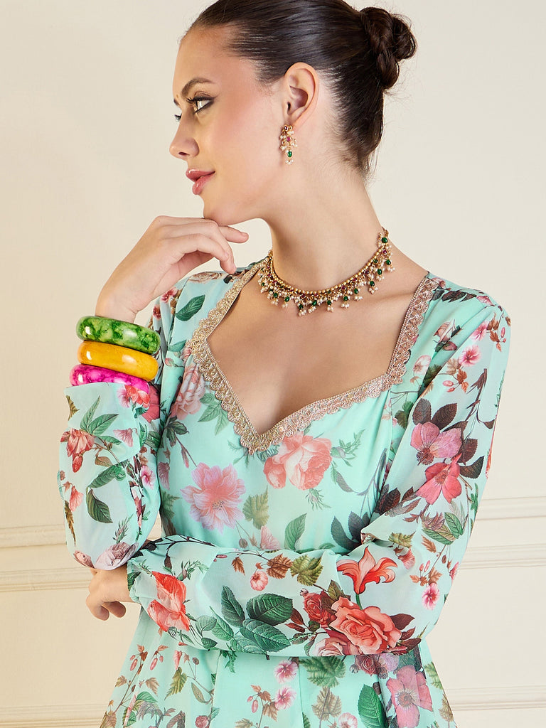 Women's Blue Floral Kurta
