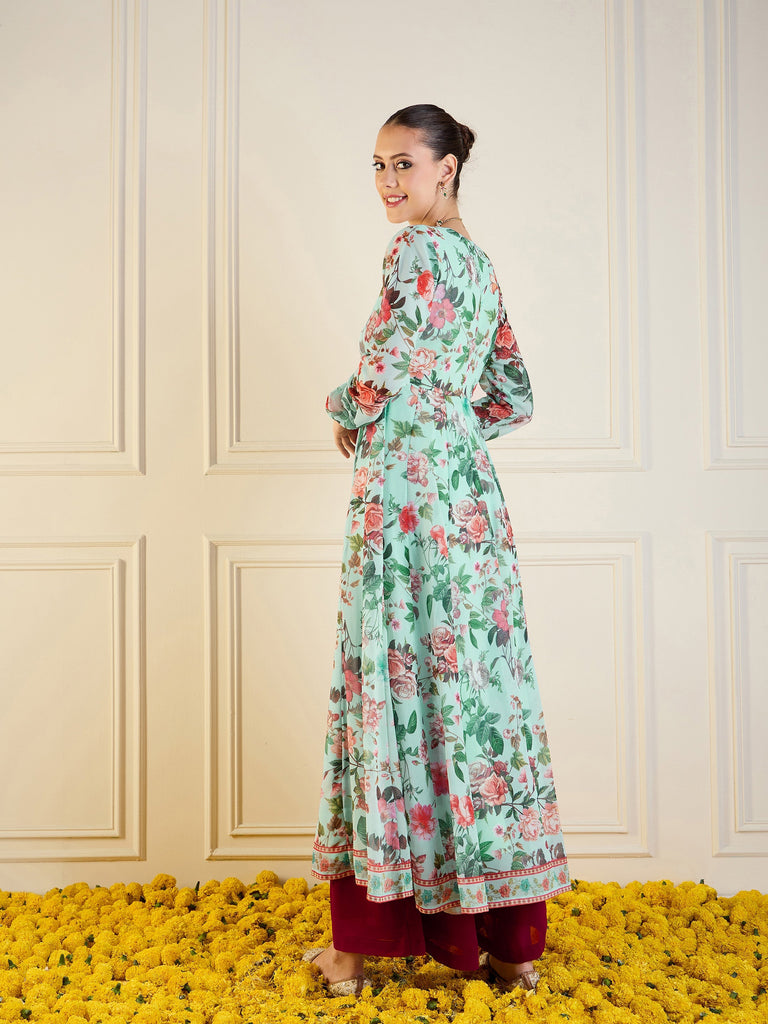 Women's Blue Floral Kurta