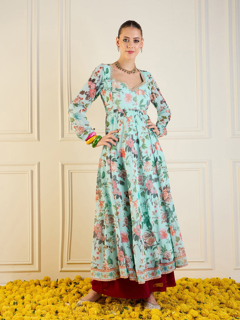 Women's Blue Floral Kurta