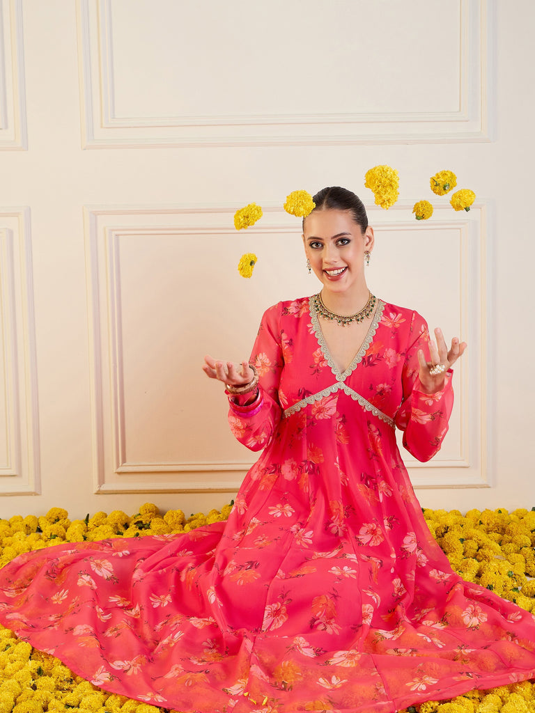 Women's Pink Floral Kurta