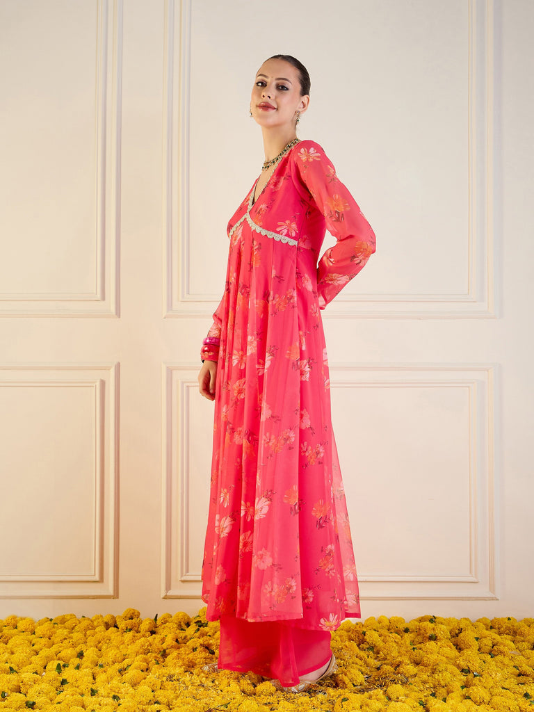 Women's Pink Floral Kurta