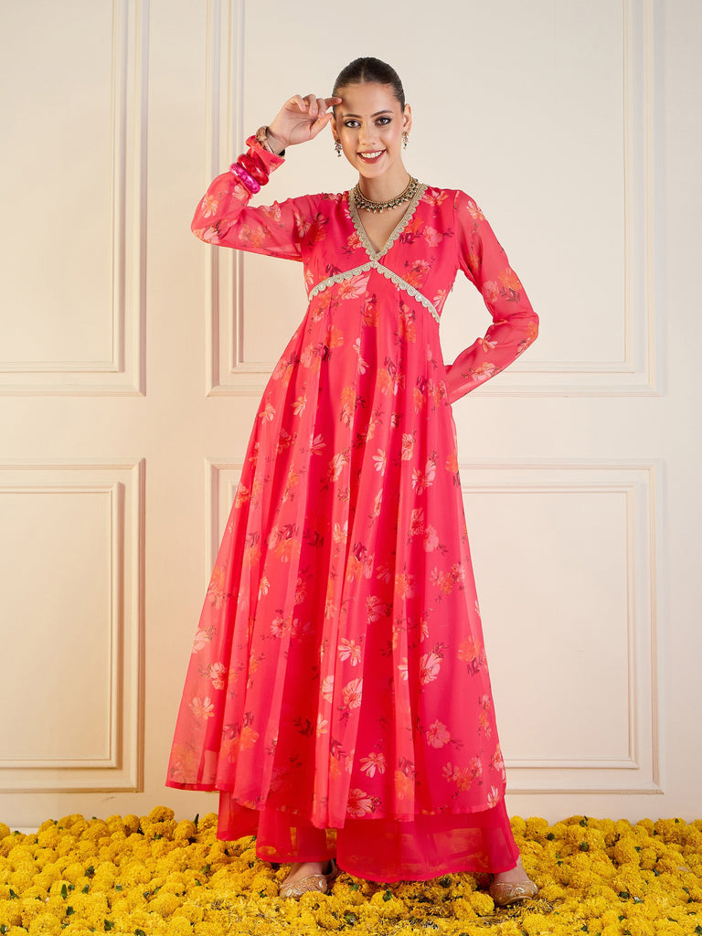 Women's Pink Floral Kurta