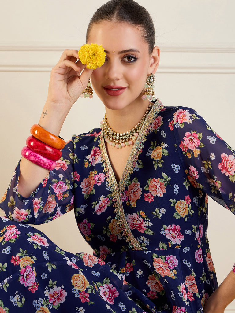 Women's Blue Floral Kurta