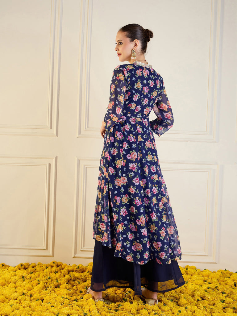 Women's Blue Floral Kurta