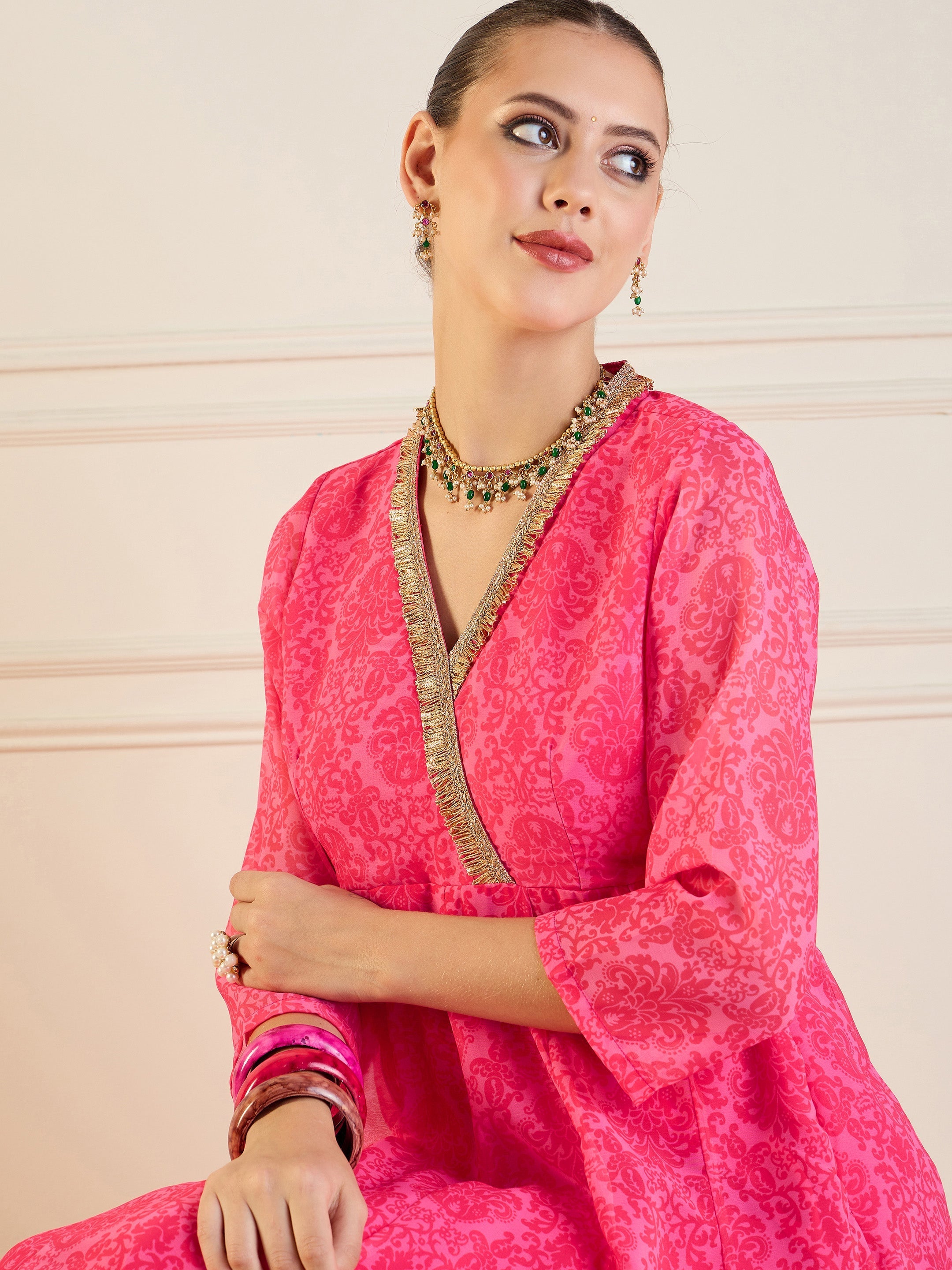 Women's Pink Floral Kurta - Sassafras