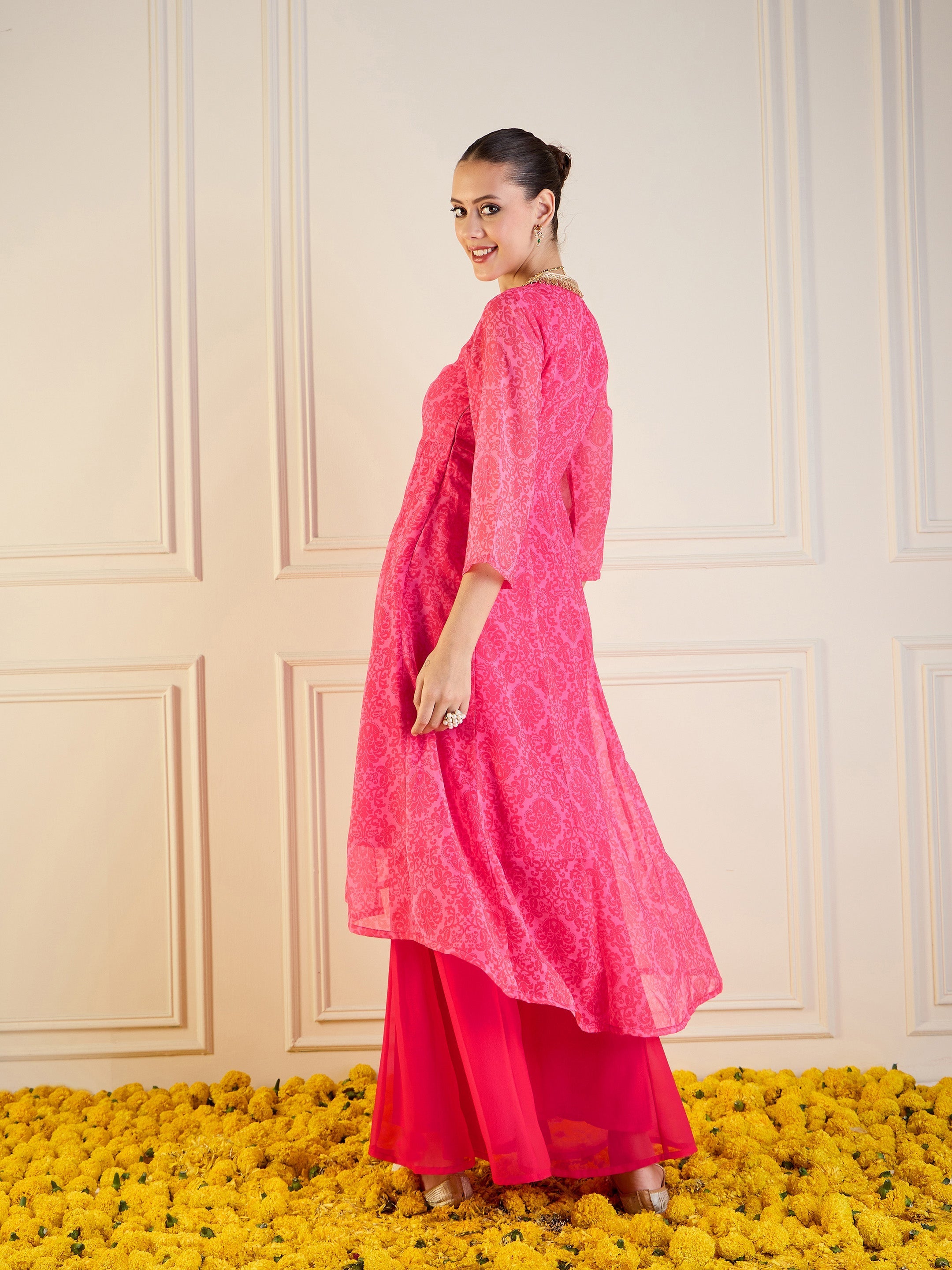 Women's Pink Floral Kurta - Sassafras