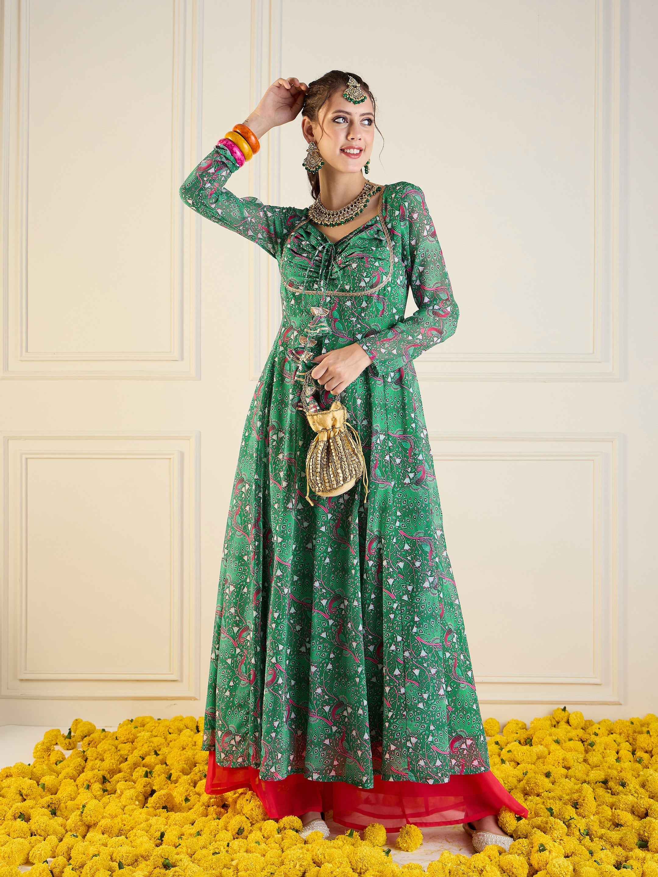 Women's Green Printed Kurta - Sassafras