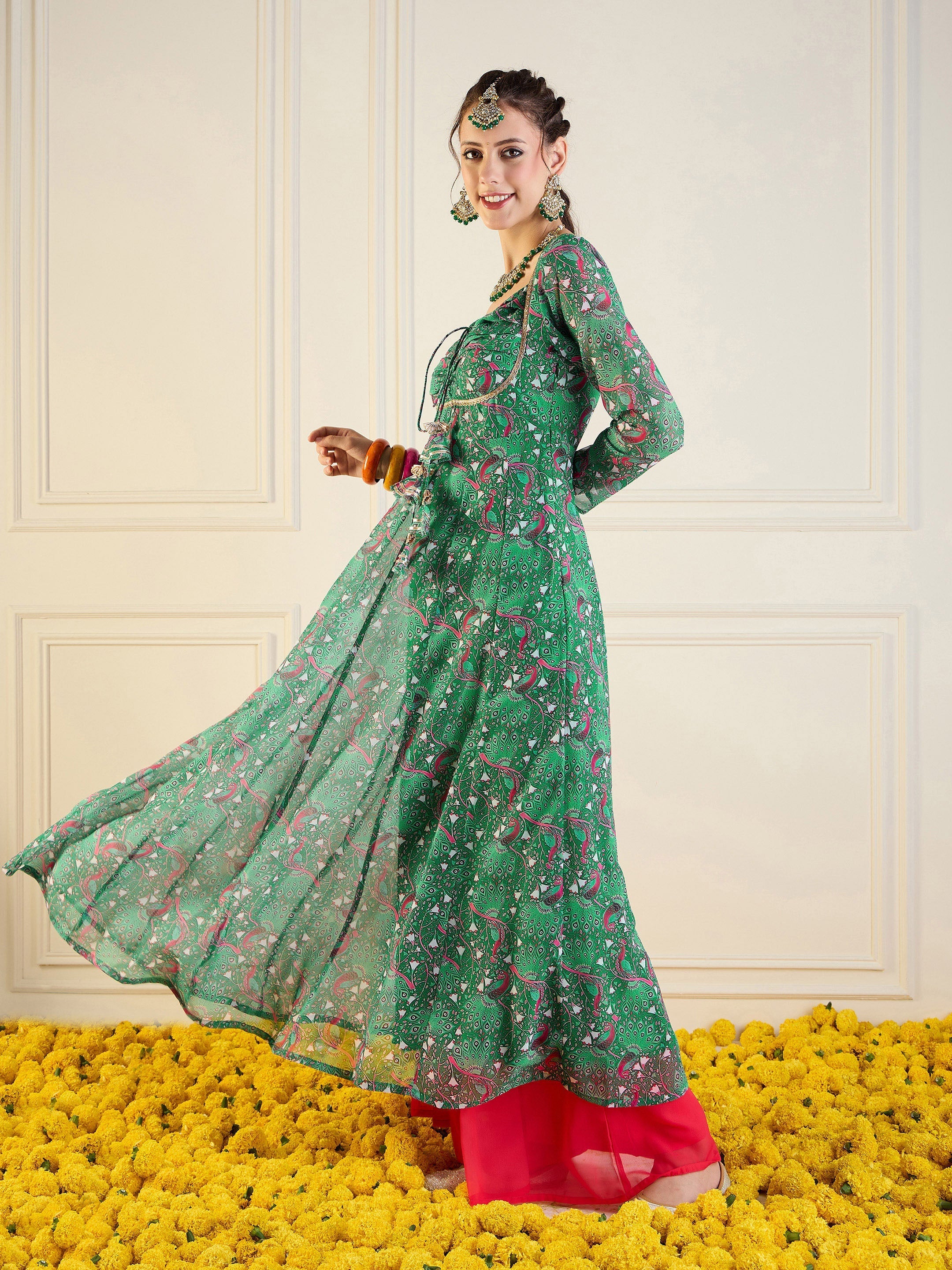 Women's Green Printed Kurta - Sassafras