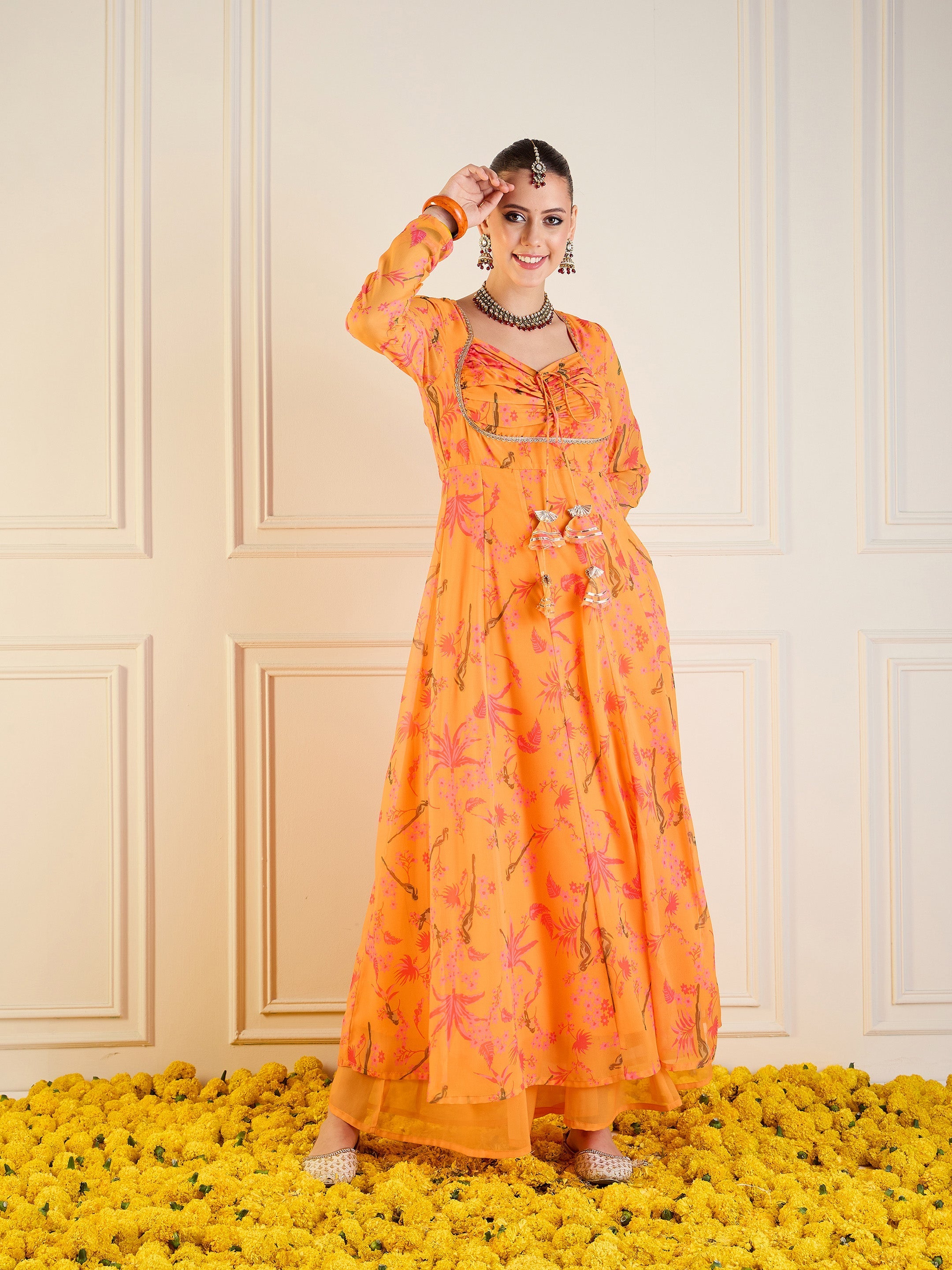 Women's Yellow Printed Kurta - Sassafras