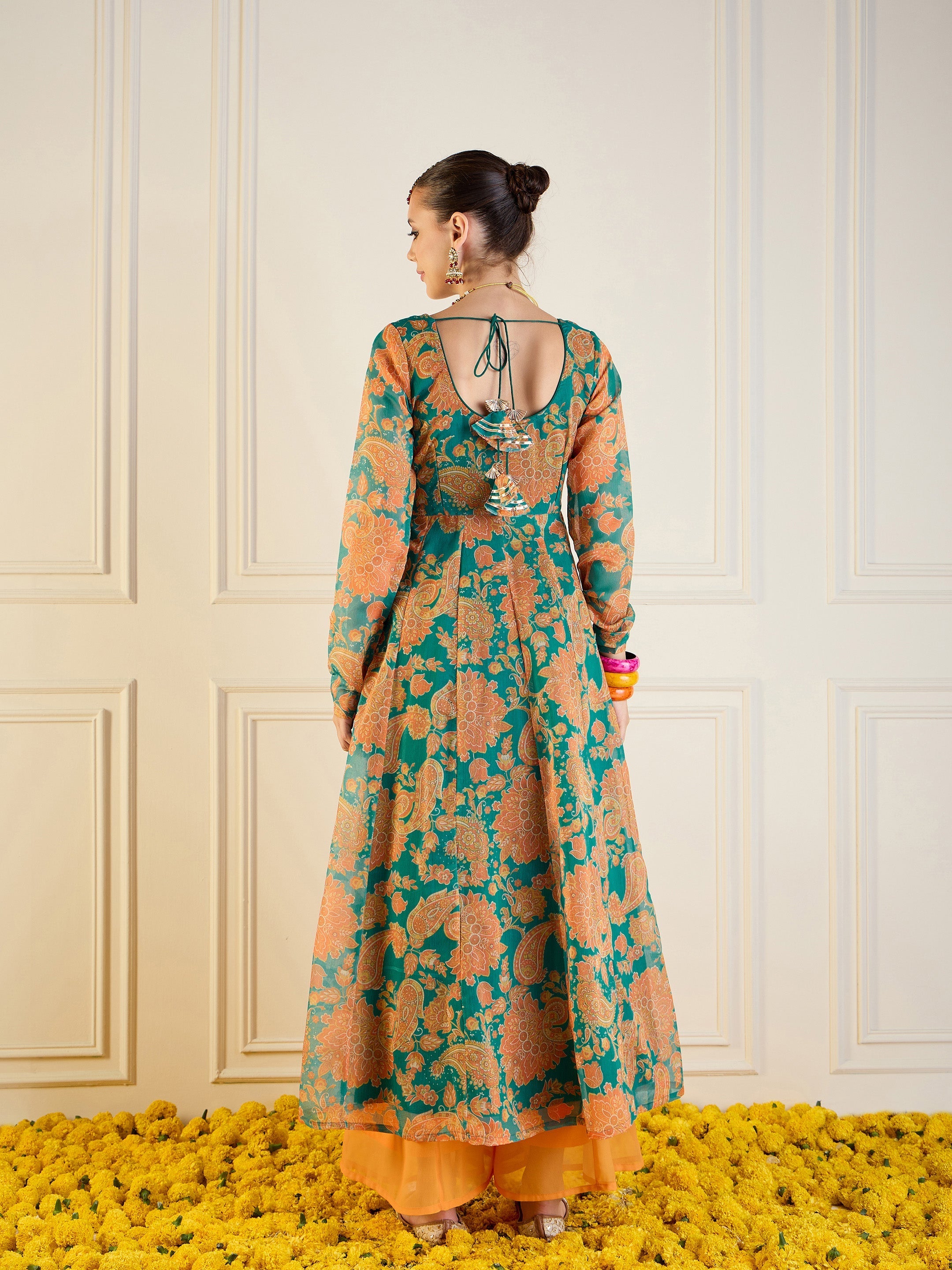 Women's Green Floral Kurta - Sassafras