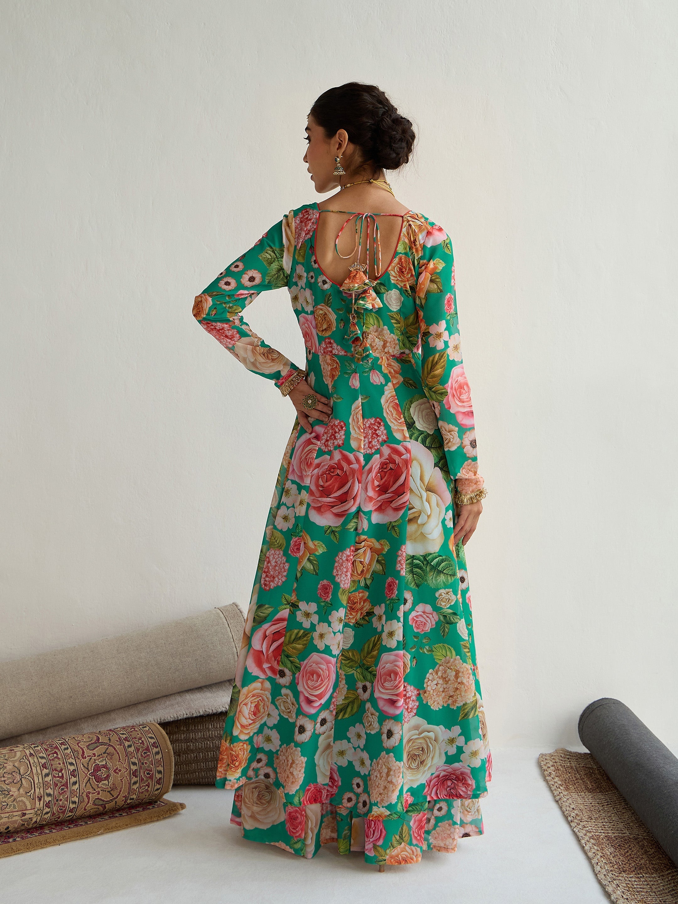 Women's Green Floral Kurta - Sassafras