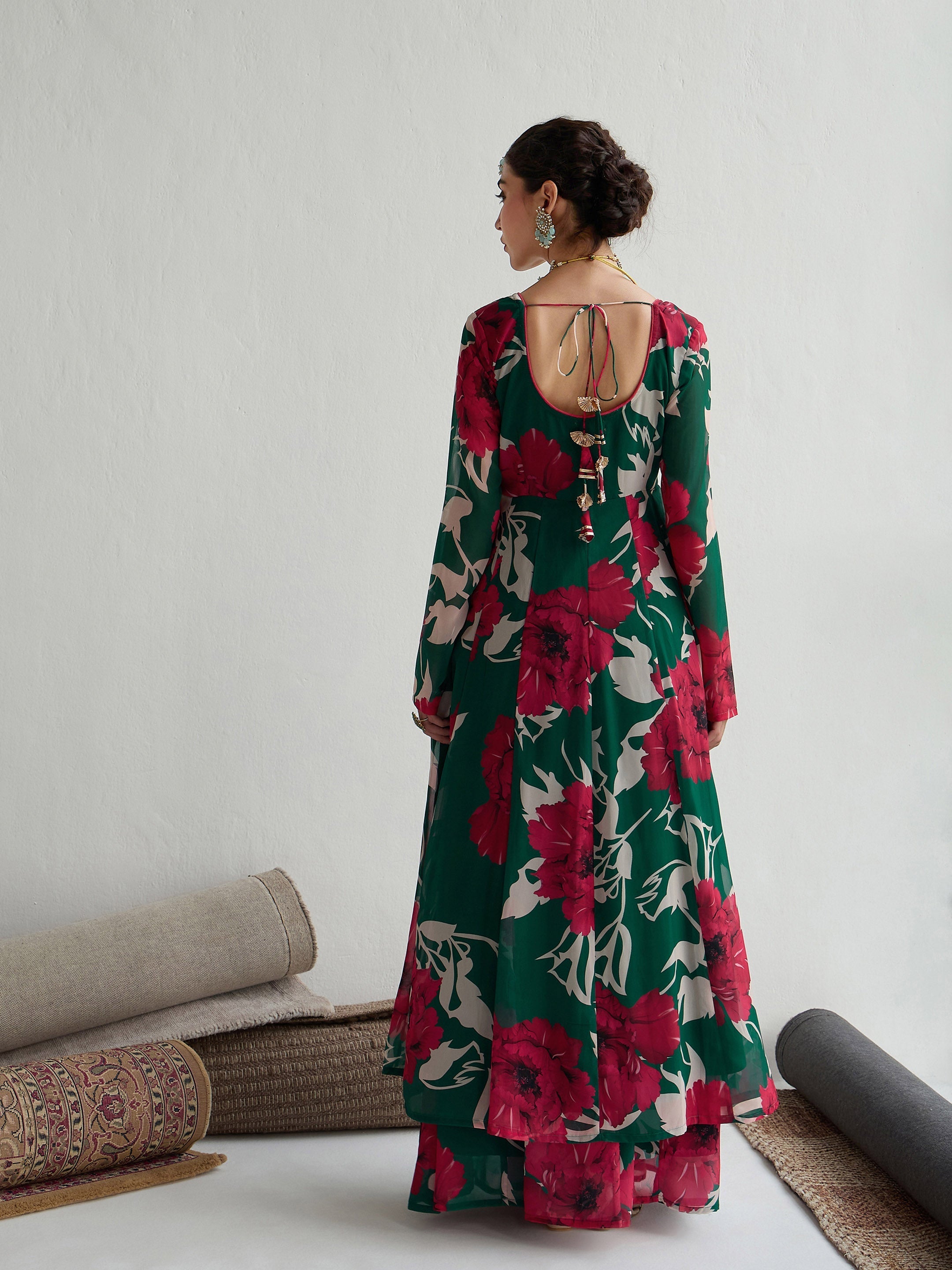 Women's Green Floral Kurta - Sassafras