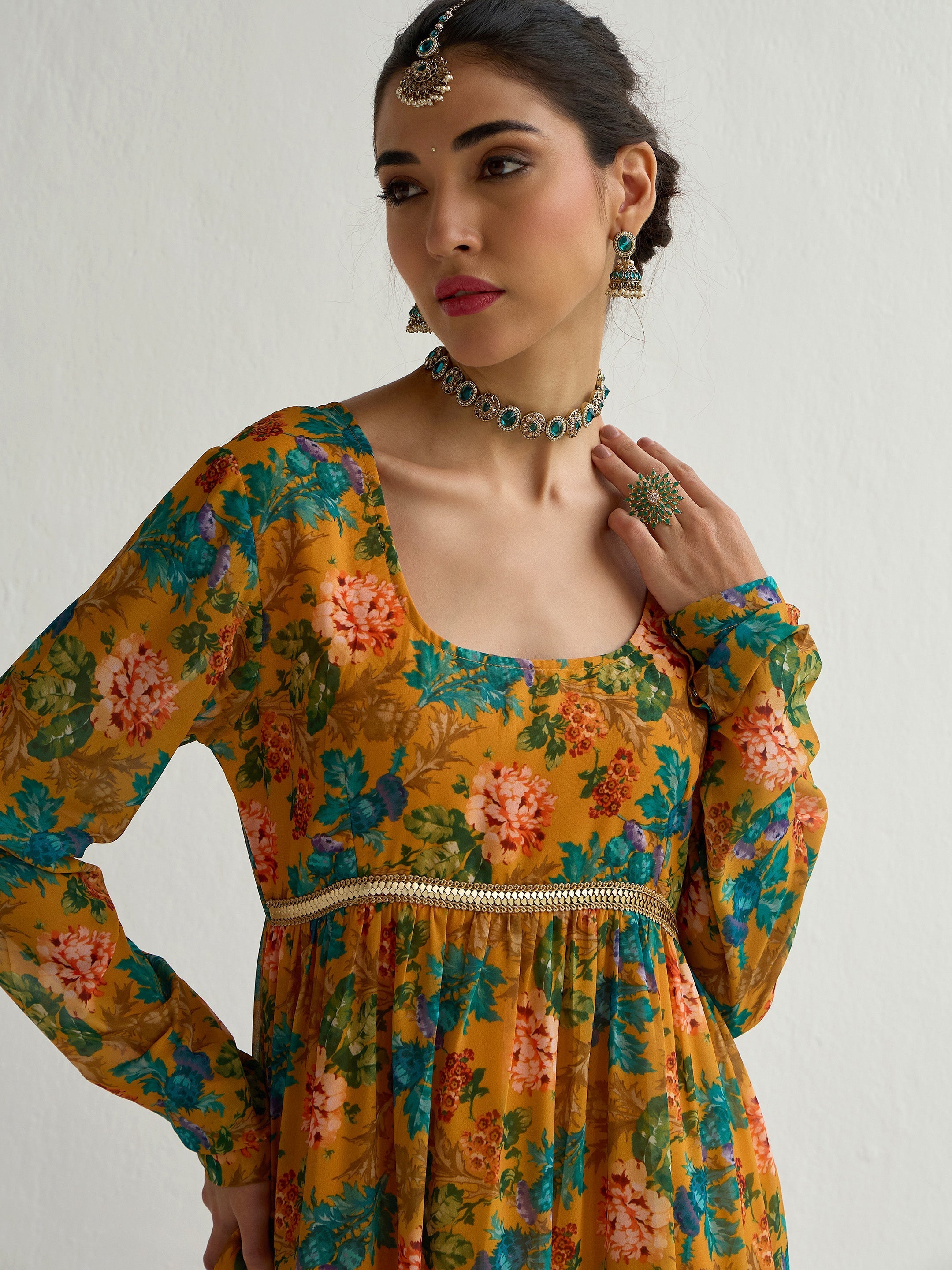 Women's Yellow Floral Kurta - Sassafras