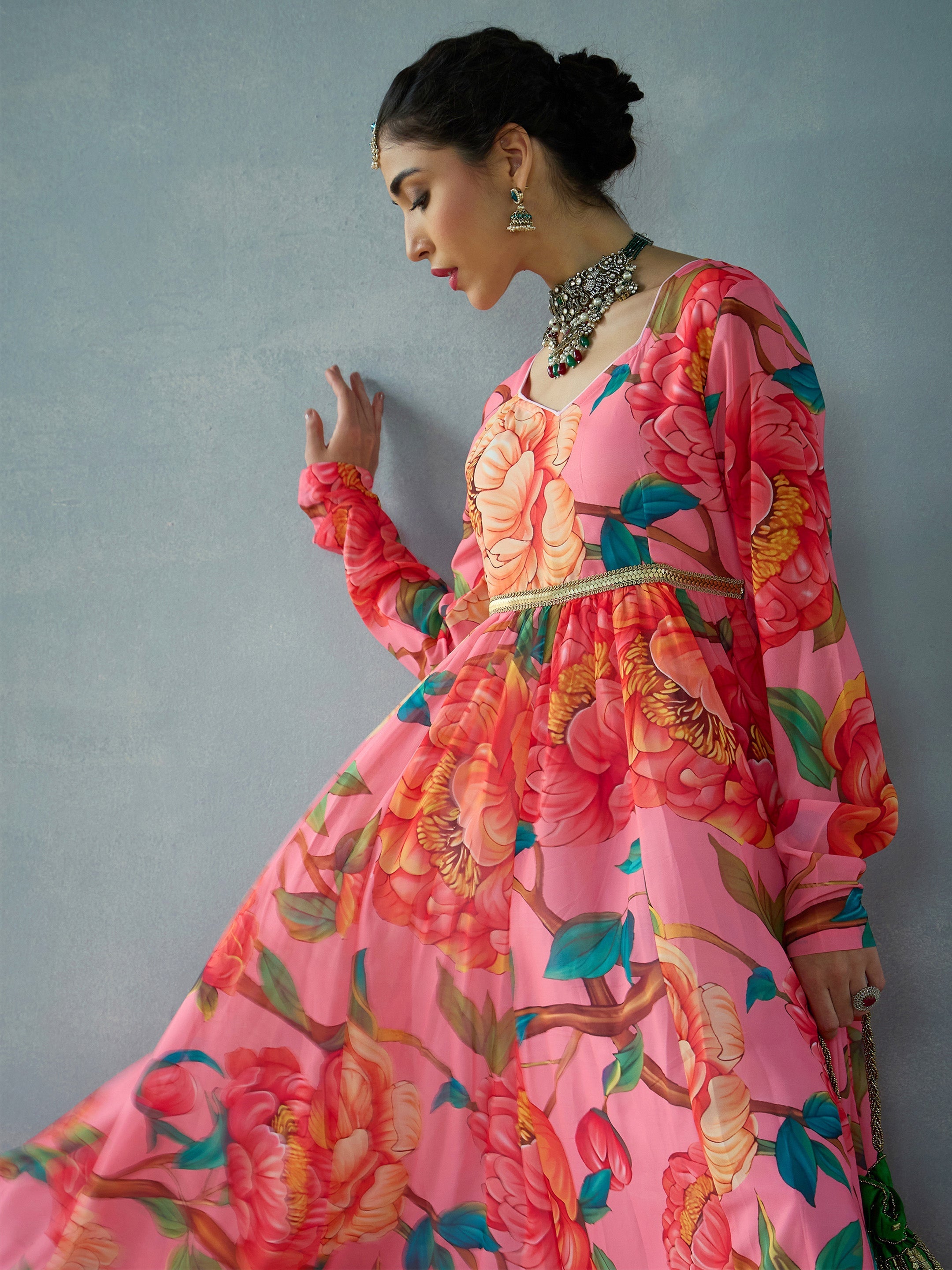 Women's Pink Floral Kurta - Sassafras