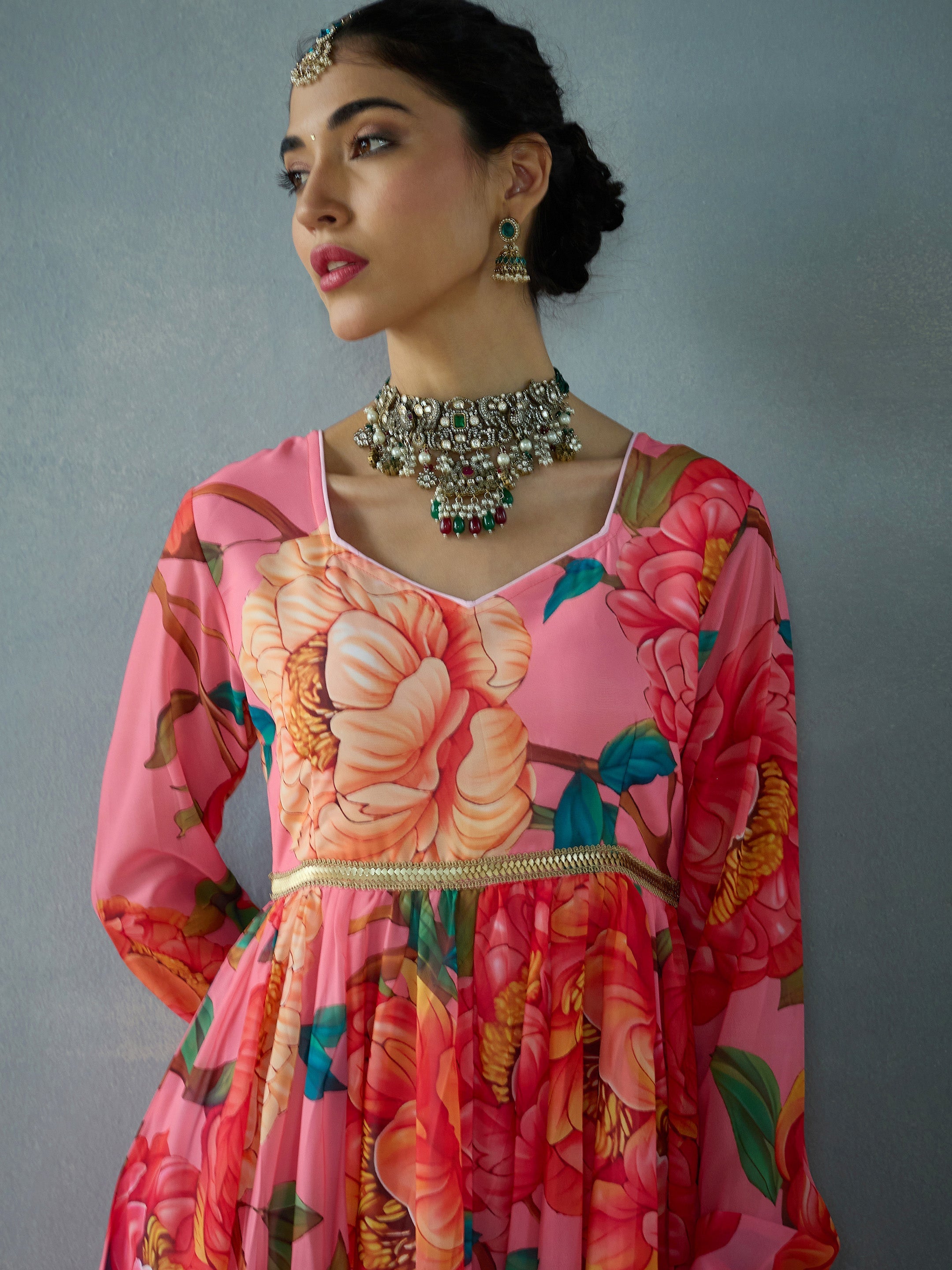 Women's Pink Floral Kurta - Sassafras