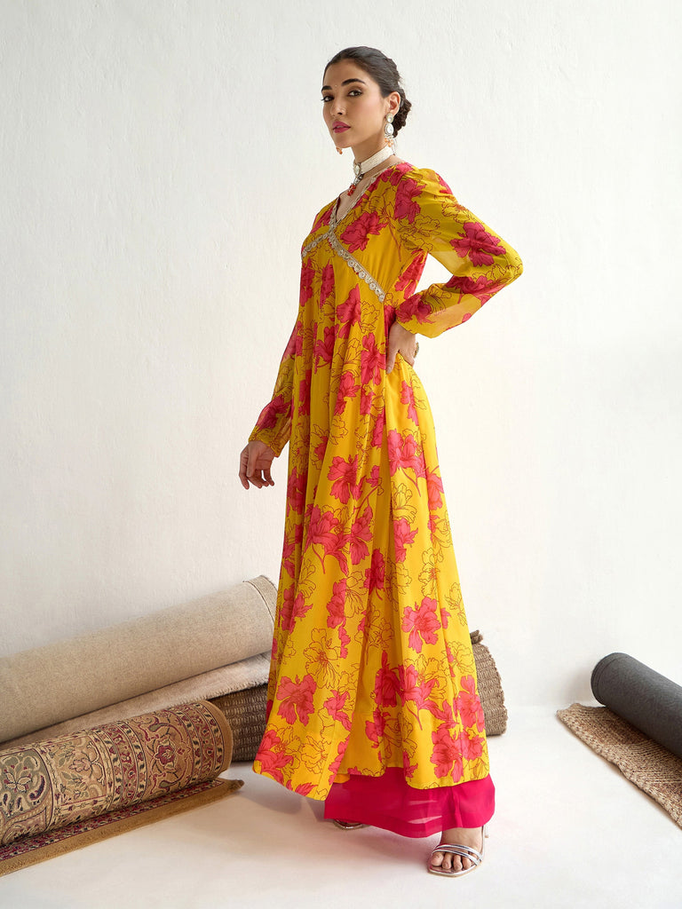 Women's Yellow Floral Kurta