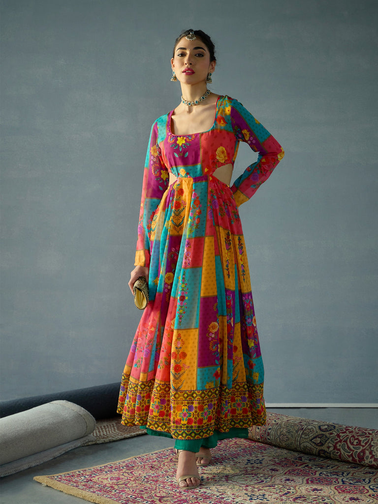 Women's Red Side Cut Kurta