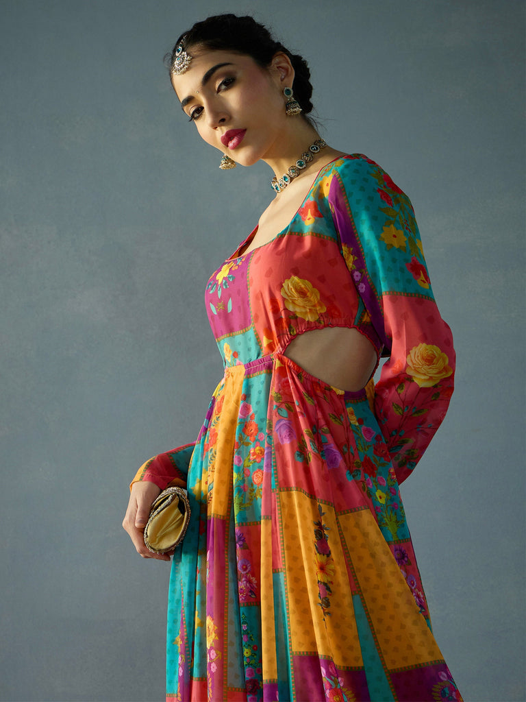 Women's Red Side Cut Kurta