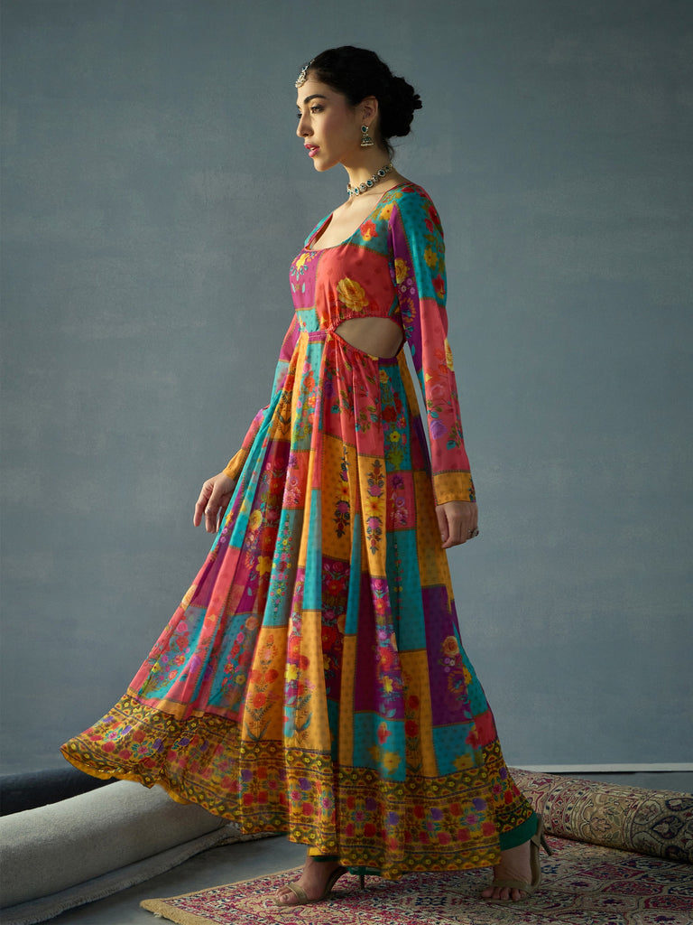 Women's Red Side Cut Kurta