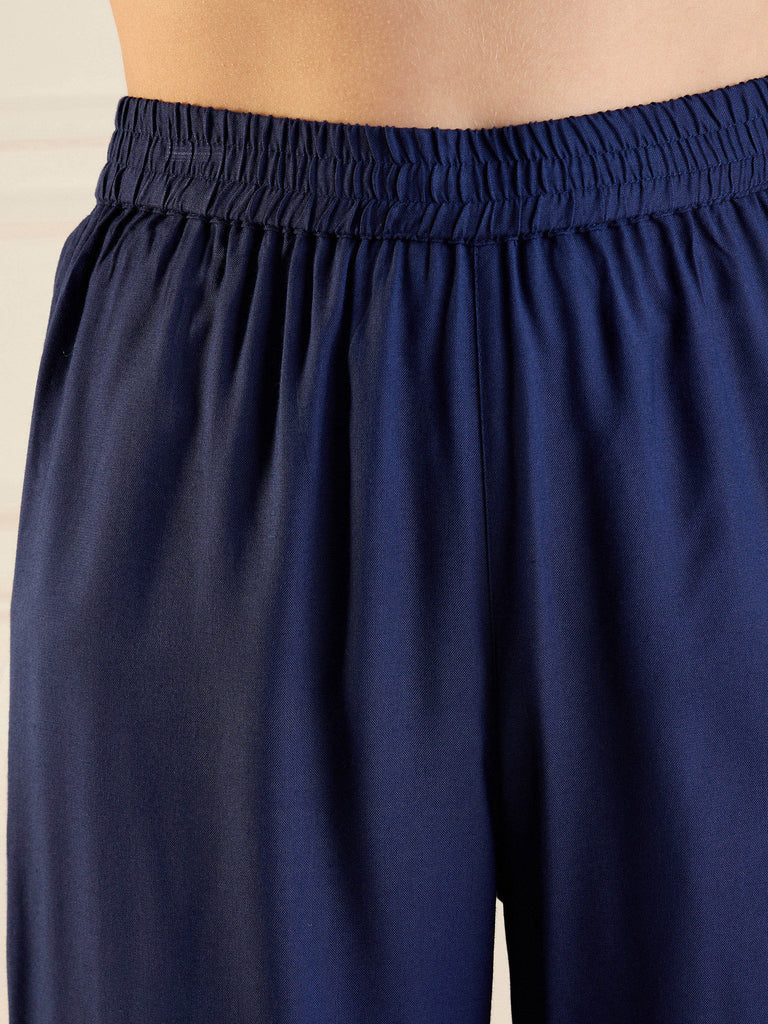 Women's Blue Embroidered Co-Ord Set