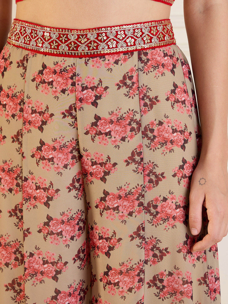 Women's Beige Floral Co-Ord Set