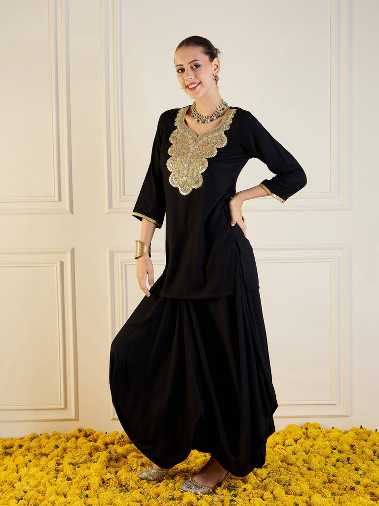 Women's Black Embroidered Co-Ord Set