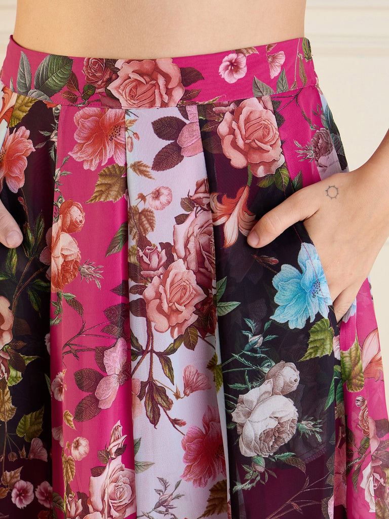 Women's Pink Floral Lehenga Set