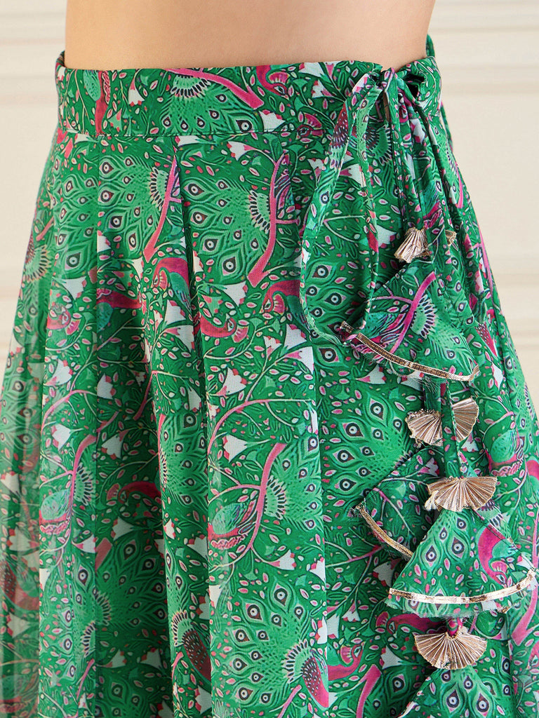 Women's Green Printed Lehenga Set