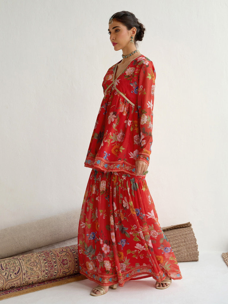 Women's Red Floral Co-Ord Set