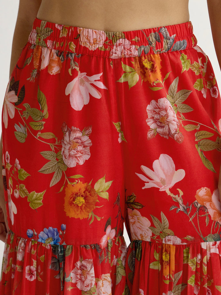 Women's Red Floral Co-Ord Set