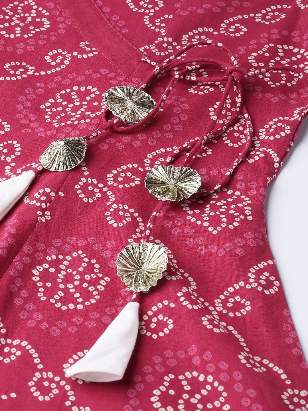 Women's Fuchsia Bandhej Angrakha Top