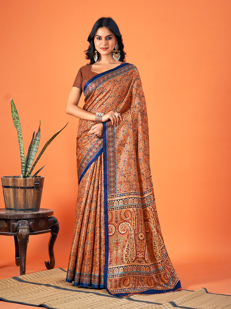 Women's Multi Color Pashmina Digital Print Party Wear Pashmina Saree