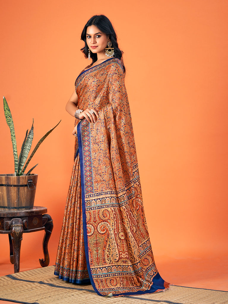 Women's Multi Color Pashmina Digital Print Party Wear Pashmina Saree