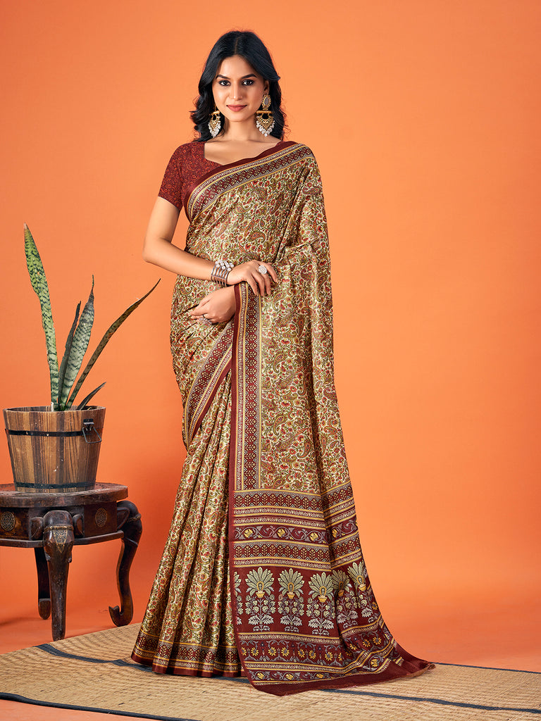 Women's Multi Color Pashmina Digital Print Party Wear Pashmina Saree