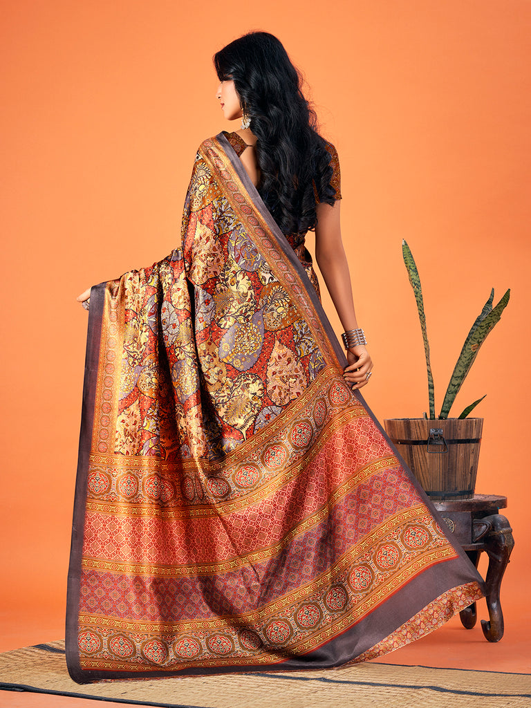Women's Multi Color Pashmina Digital Print Party Wear Pashmina Saree