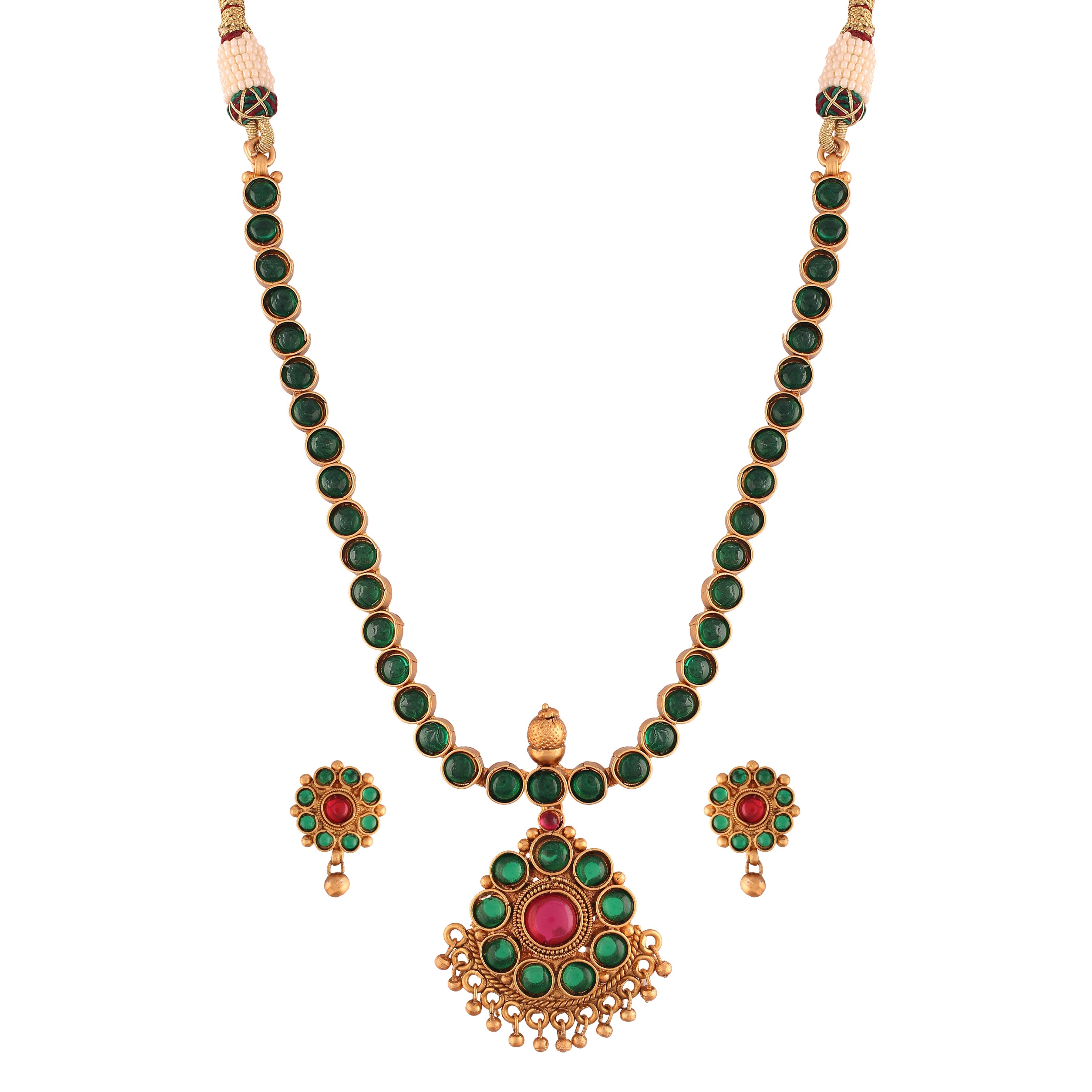 Women's 18K Gold Plated Traditional South Indian Style Necklace