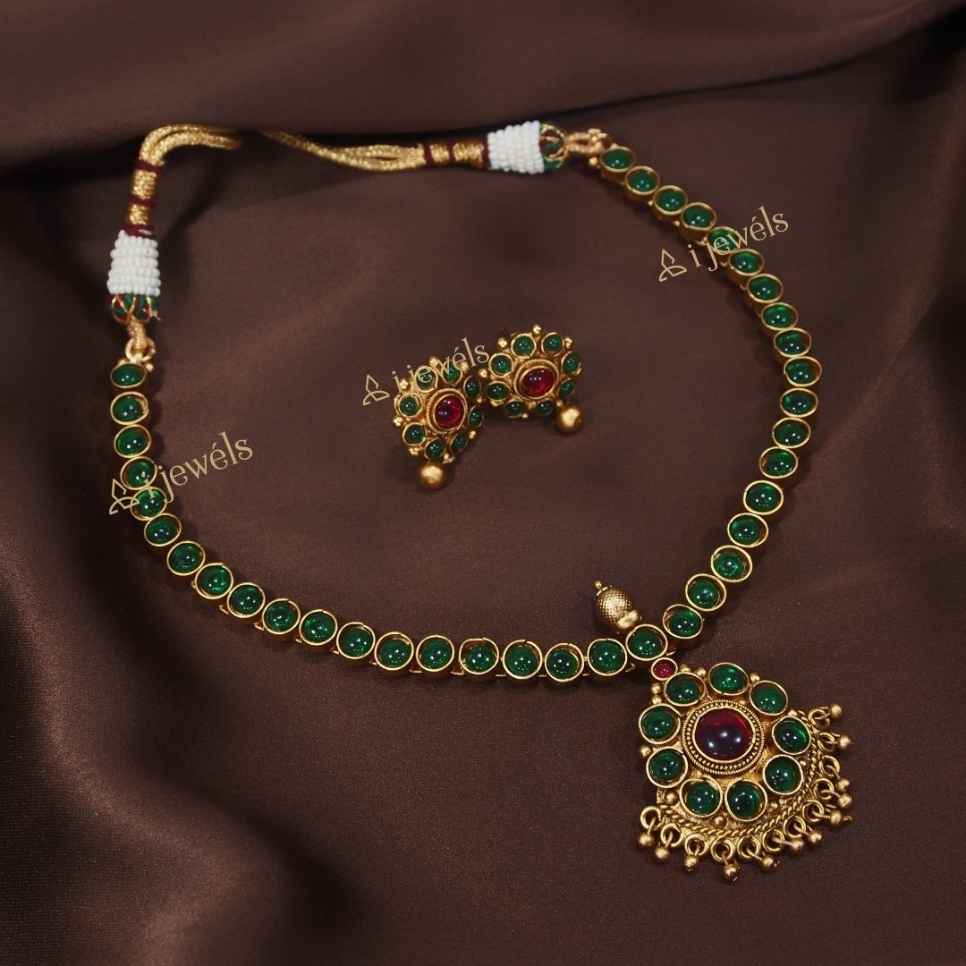 Women's 18K Gold Plated Traditional South Indian Style Necklace
