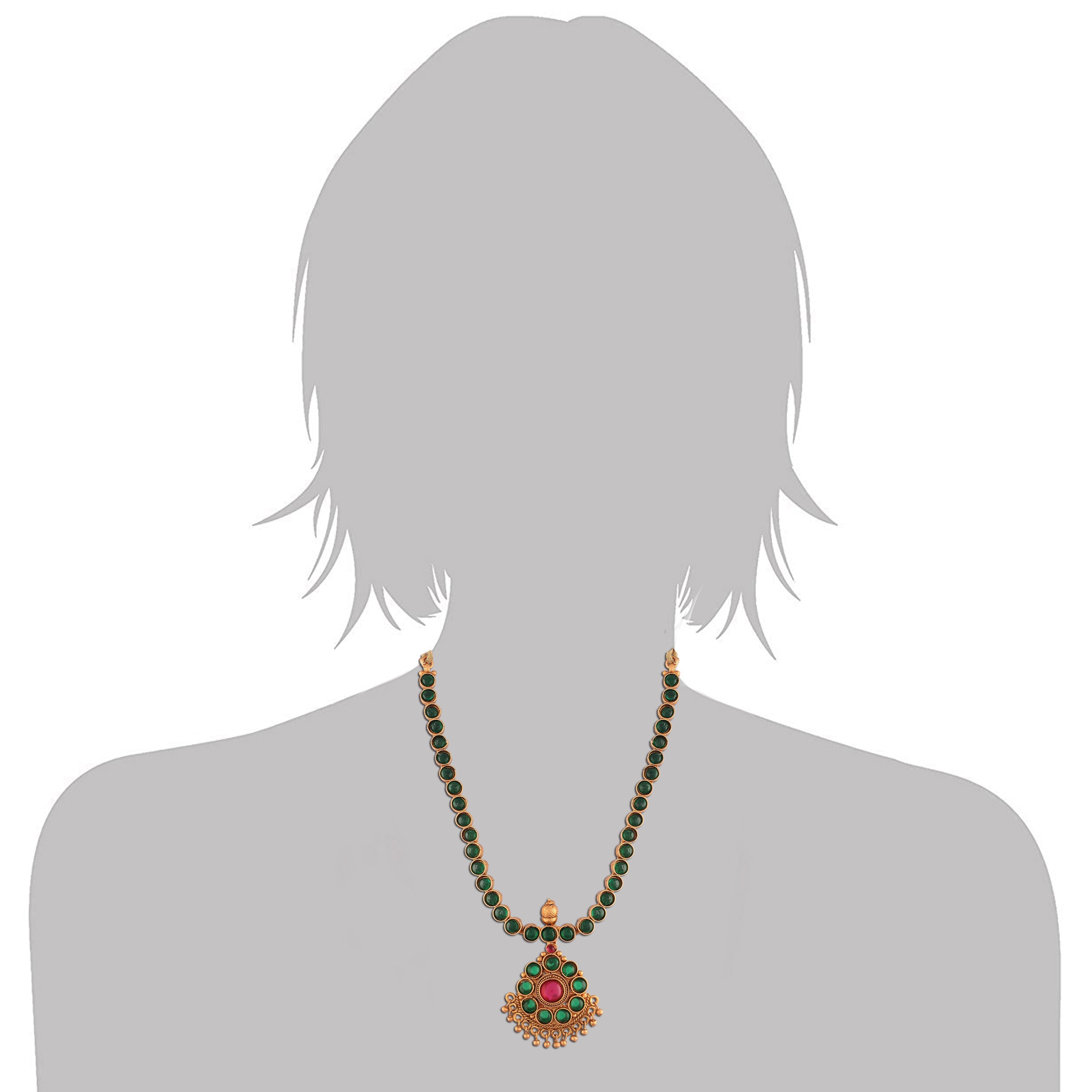 Women's 18K Gold Plated Traditional South Indian Style Necklace
