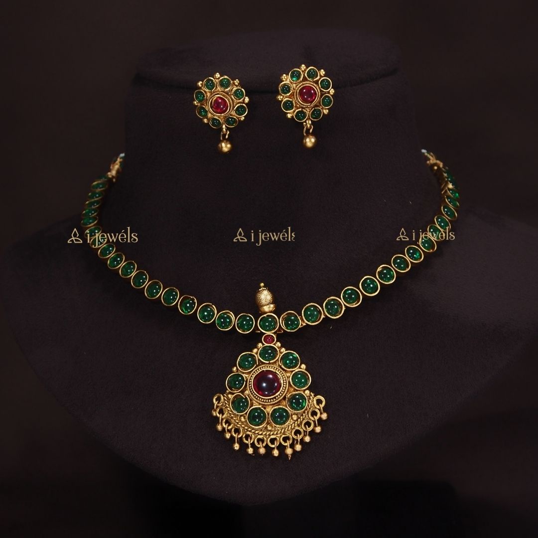 Women's 18K Gold Plated Traditional South Indian Style Necklace