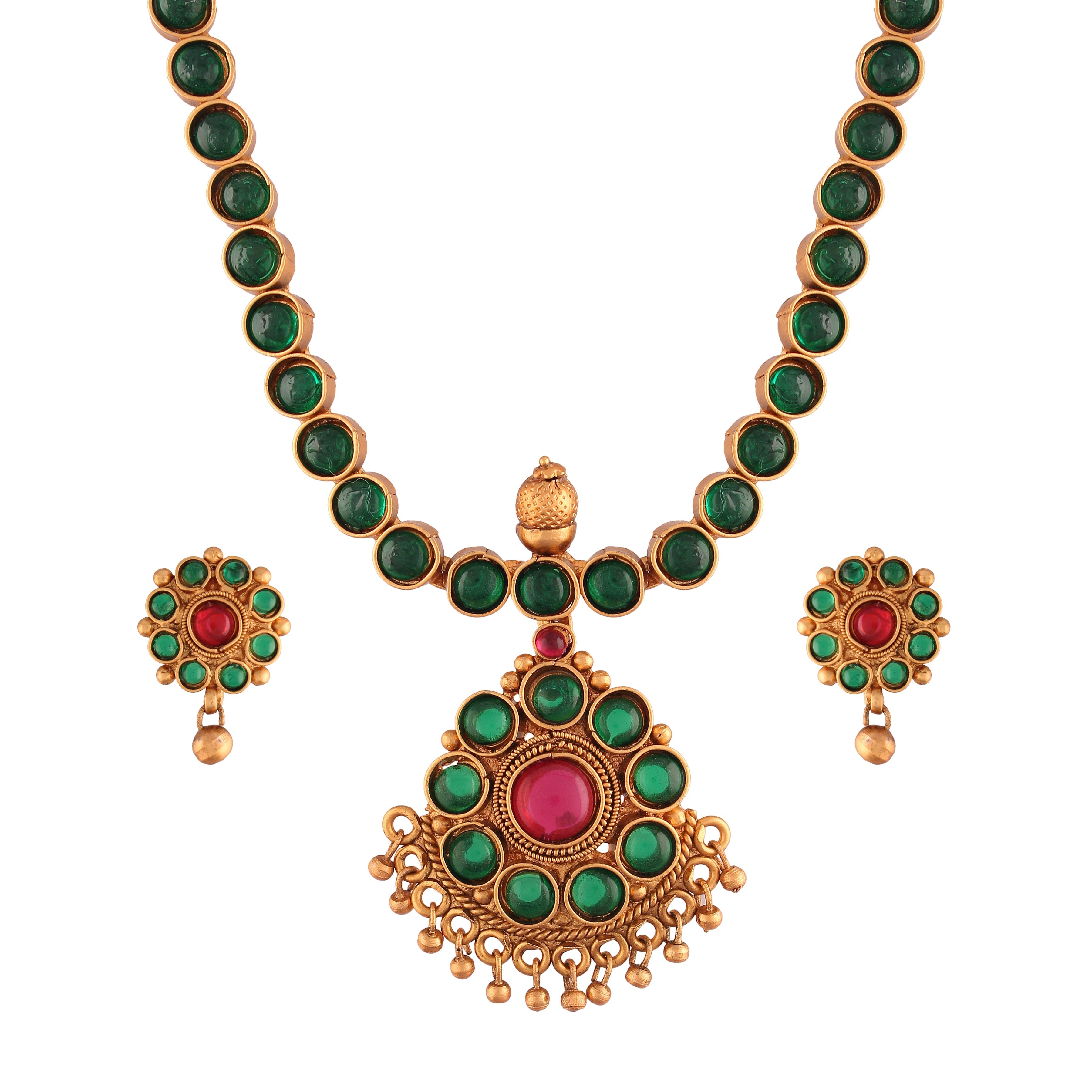 Women's 18K Gold Plated Traditional South Indian Style Necklace