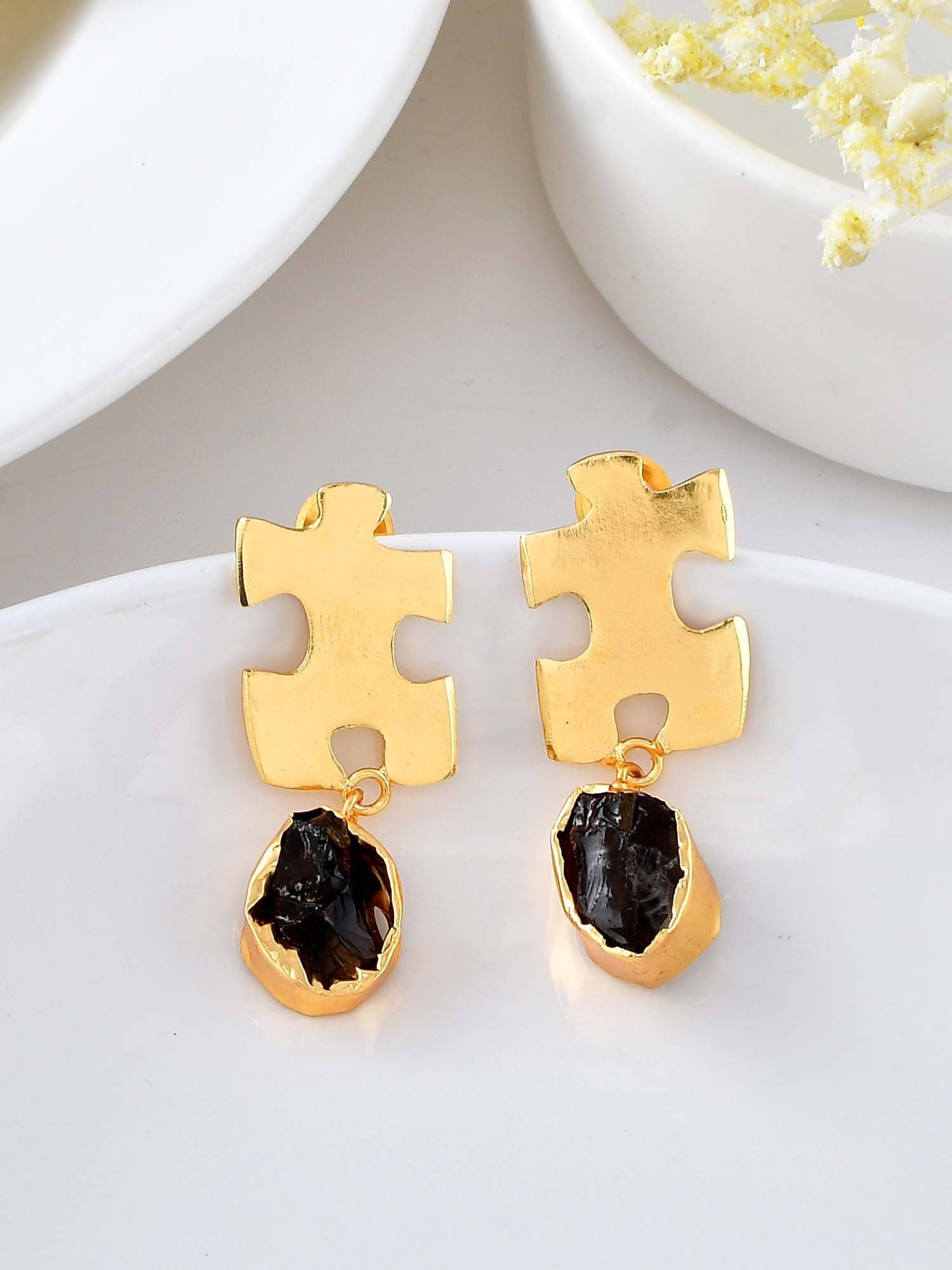 Women's Puzzle Rough Drop Earrings