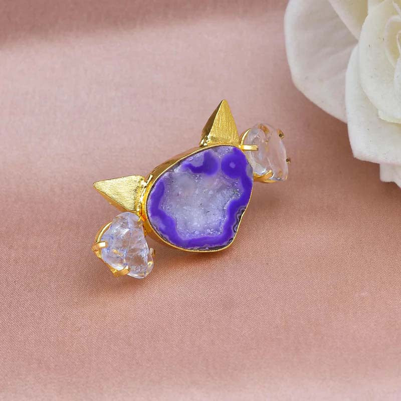 Women's Solar Druzy Cat Ring - Zurii Jewels