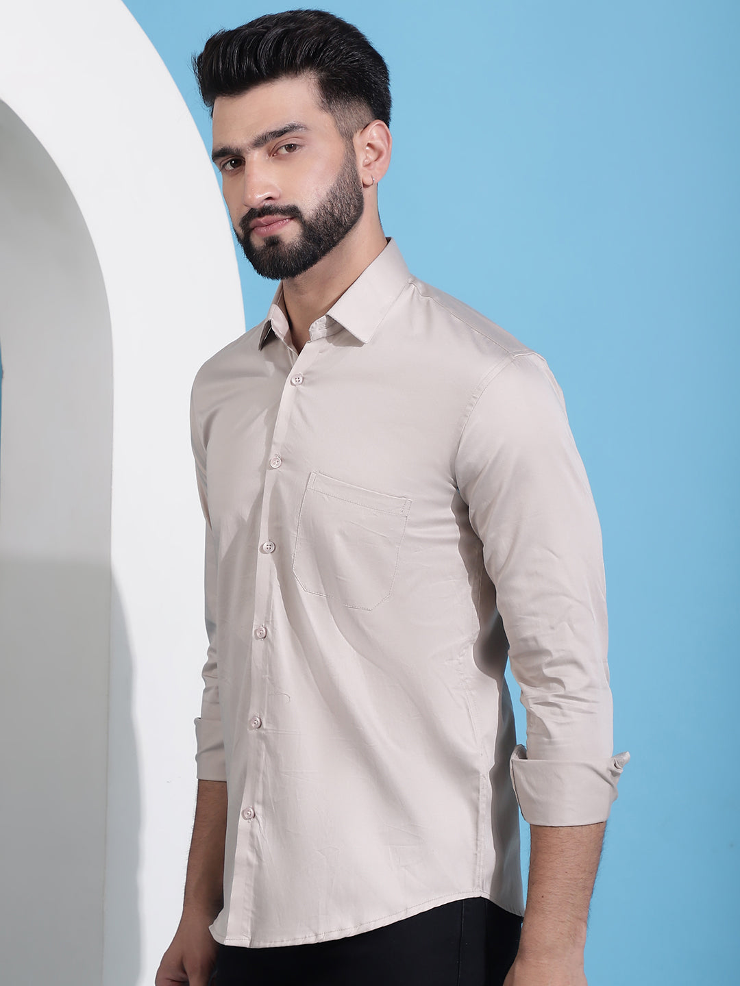 Men's Cotton Solid Casual Shirt - Taantav