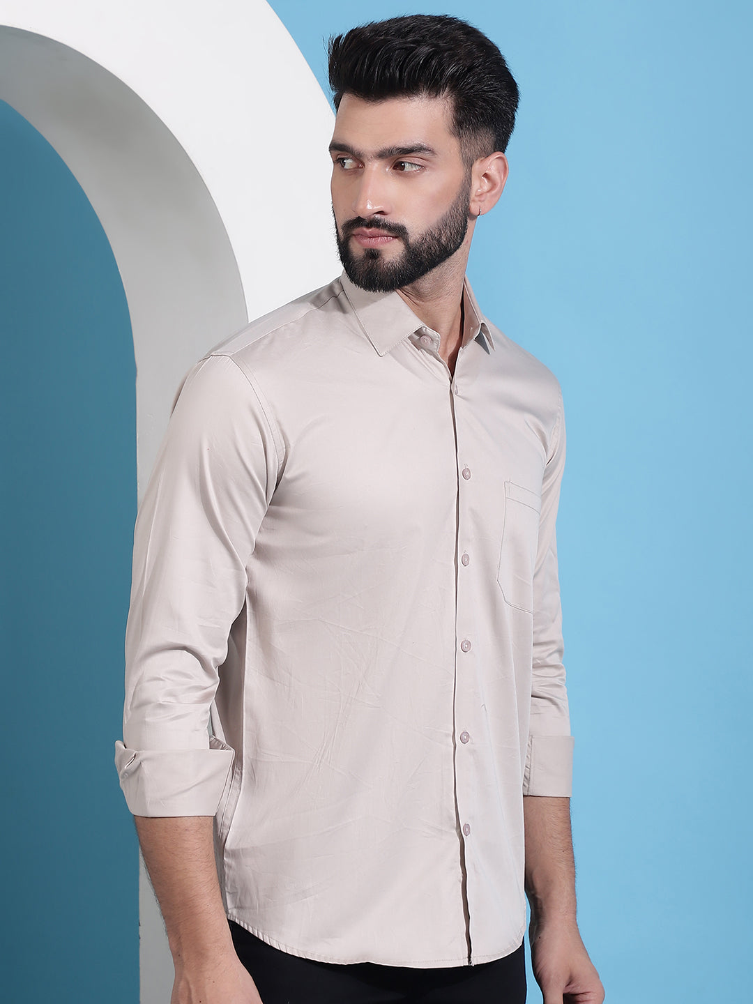 Men's Cotton Solid Casual Shirt - Taantav