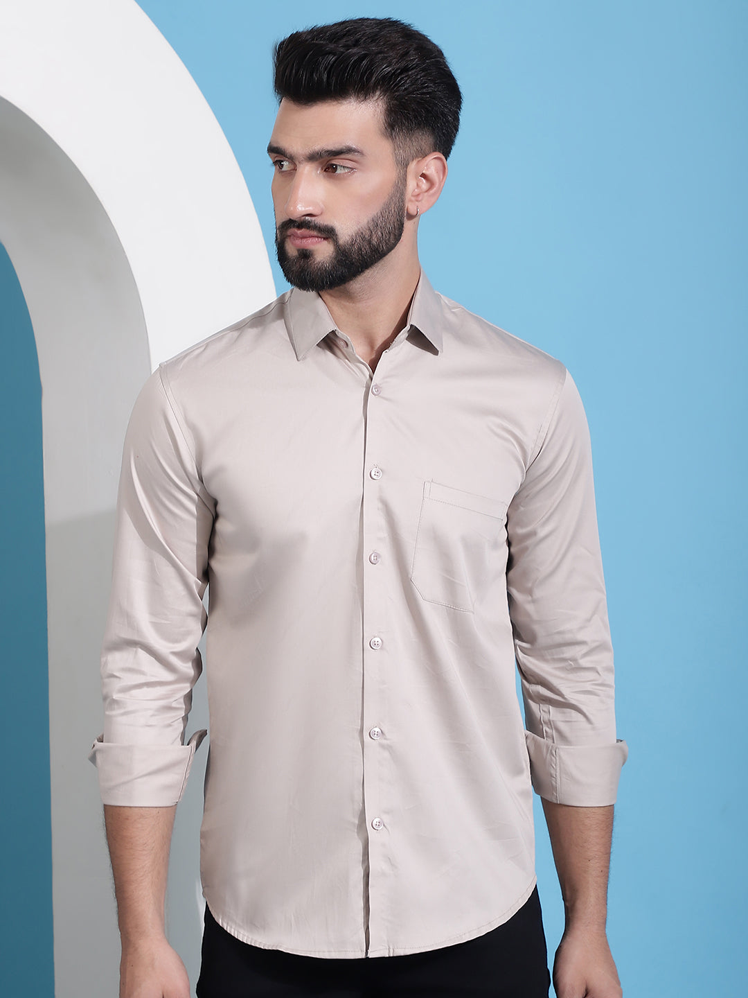 Men's Cotton Solid Casual Shirt - Taantav