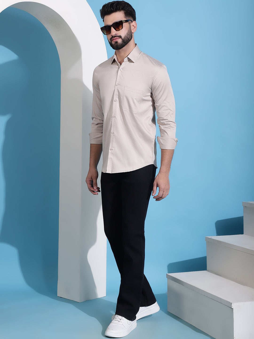 Men's Cotton Solid Casual Shirt - Taantav