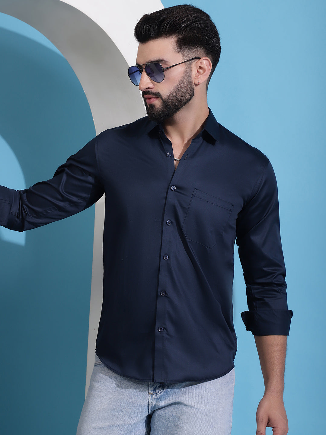 Men's Cotton Solid Casual Shirt - Taantav