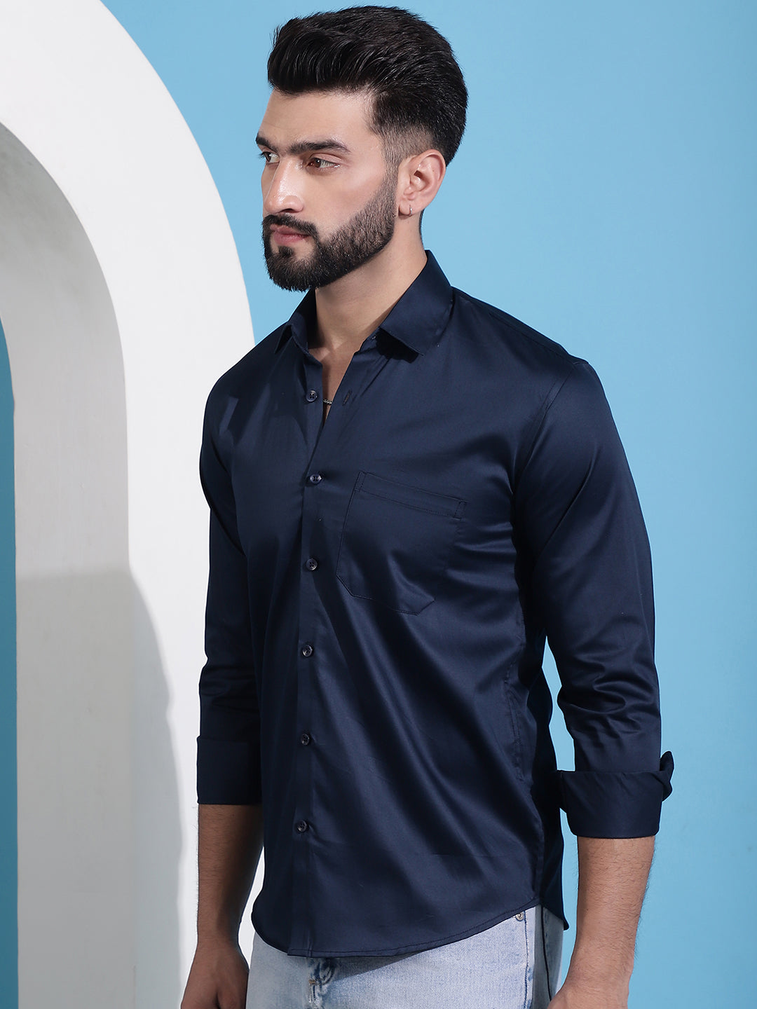 Men's Cotton Solid Casual Shirt - Taantav