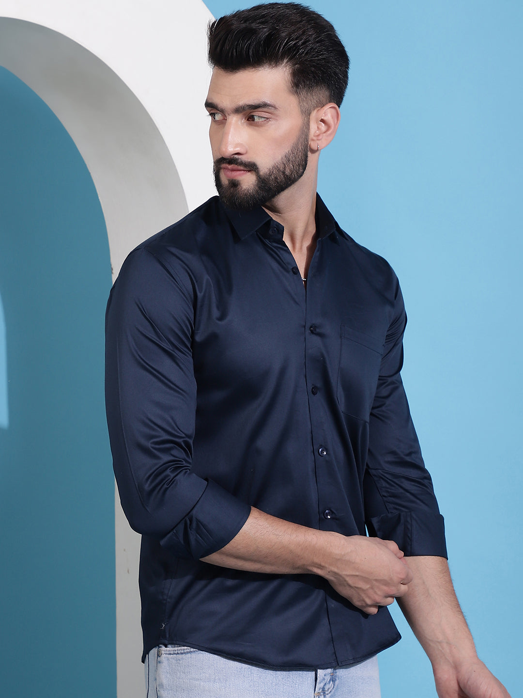 Men's Cotton Solid Casual Shirt - Taantav